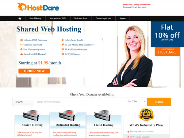 hostdare：美国cn2 gia VPS，6.5折促销，仅需$24/年，三网高端网络+高性能AMD系列，1核/1.5G内存/10gNVMe/500g流量@100M带宽插图